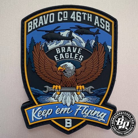 Bravo Co 46th Aviation Support Battalion Unit Patch, AH-64 Apache, Color
