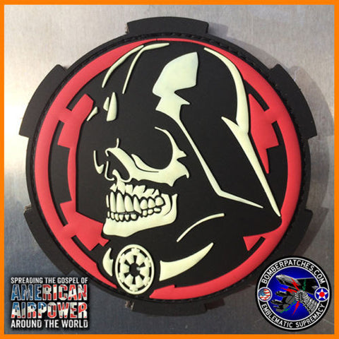 Skull Darth Vader Inspired PVC Patch Glow In The Dark Red Imperial Cog Star Wars