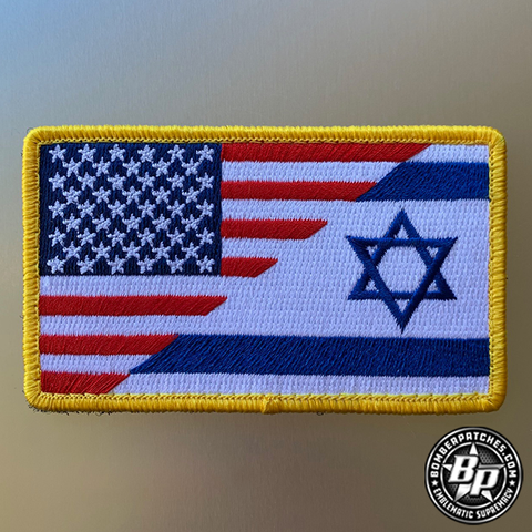 US / Israel Flag Patch Full Color, Rectangle