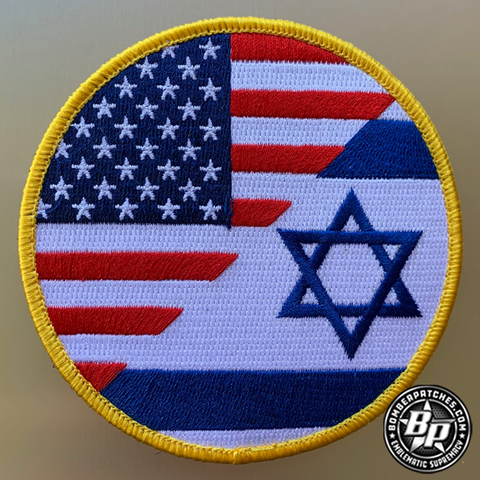 US / Israel Flag Patch Full Color, Round