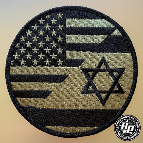 US / Israel Flag Patch Subdued, Round