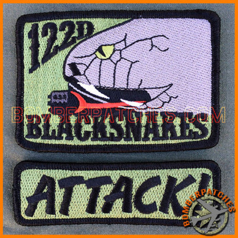 A-10 Warthog 122d Fighter Wing BLACKSNAKES Operator Patch & Tab, Gray Version