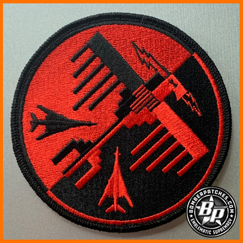 34TH EXPEDITIONARY BOMB SQ THUNDERBIRDS DEPLOYMENT EMBROIDERED PATCH, B-1B, Red/Black