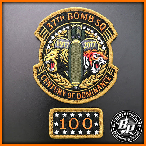 37th BOMB SQUADRON 100TH ANNIVERSARY PATCH & TAB SET, B-1B LANCER, ELLSWORTH AFB