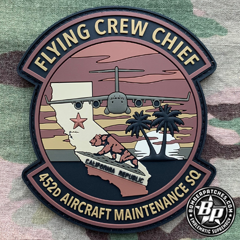 452nd Aircraft Maintenance Squadron Flying Crew Chief PVC Patch, C-17 OCP