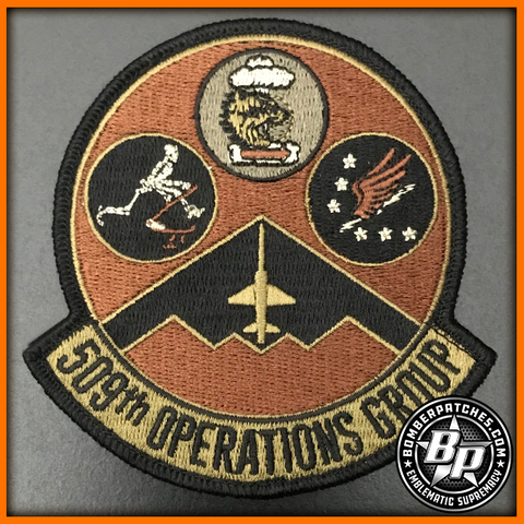 509TH OPERATIONS GROUP EMBROIDERED PATCH 13 BS, 393 BS, 509 OSS, B-2 WHITEMAN DESERT
