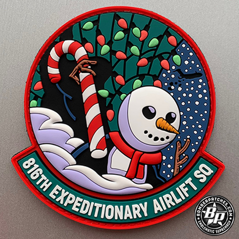 816th Expeditionary Airlift Squadron PVC Patch, Christmas Color