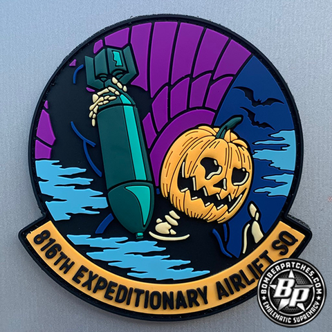 816th Expeditionary Airlift Squadron PVC Patch, Halloween Color