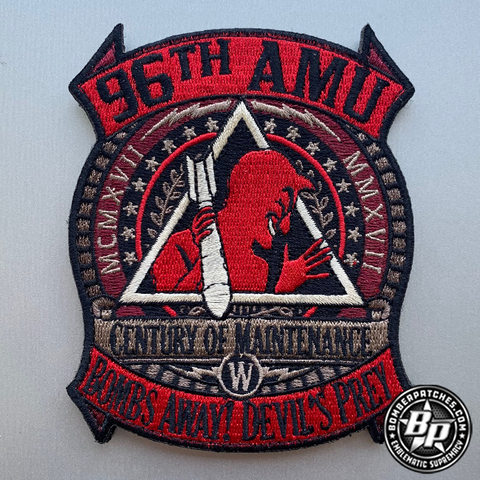 96th Bomb Squadron Aircraft Maintenance Unit 100th Anniversary Patch, Barksdale AFB
