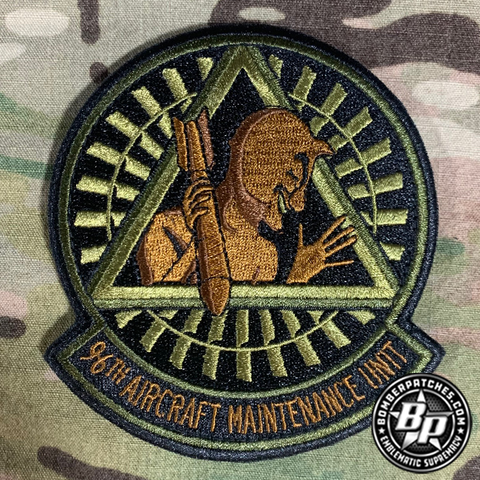 96th Aircraft Maintenance Unit Embroidered Morale Patch, B-52H Barksdale Air Force Base OCP