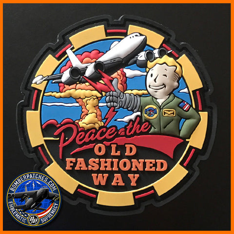 PEACE THE OLD FASHIONED WAY AIRBORNE COMMAND POST FALLOUT MORALE PVC PATCH