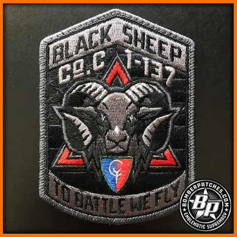 Company C 1-137th Assault Aviation "Black Sheep" Patch, UH-60 Blackhawk, Indiana Army National Guard, Full Color