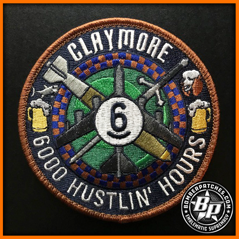 Claymore, 6000 Hustlin' Hours" Fini-Flight Embroidered Patch, B-52 H, 93d Bomb Squadron