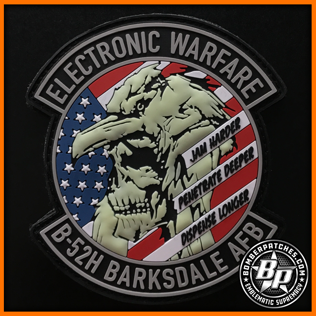 B-52H ELECTRONIC WARFARE SPECIALIST PVC SKULL AND CROW PATCH, BARKSDAL ...