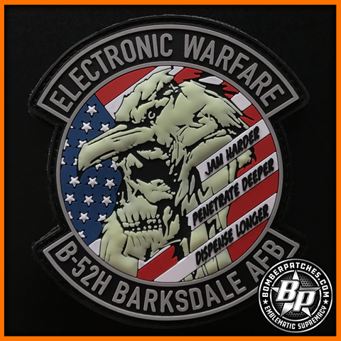 B-52H ELECTRONIC WARFARE SPECIALIST PVC SKULL AND CROW PATCH, BARKSDALE AFB GLOW