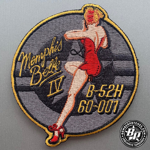 96th Bomb Squadron Nose Art Series Patch, B-52H 60-001, Memphis Belle Color