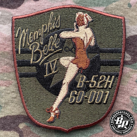 96th Bomb Squadron Nose Art Series Patch, B-52H 60-001, Memphis Belle OCP