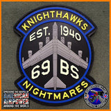 69th Bomb Squadron Knighthawks PVC GLOW IN THE DARK Morale Patch and Tab set