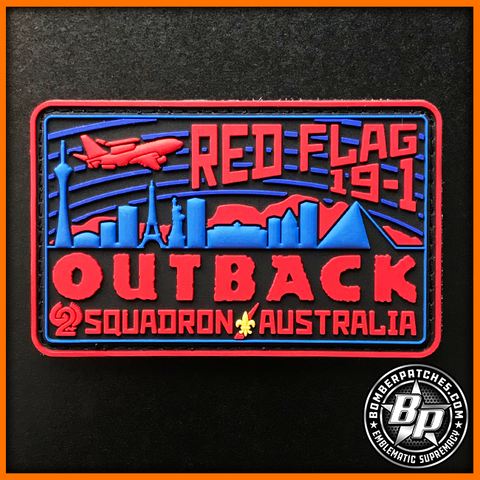 RAAF 2 Squadron Red Flag 19-1 PVC Patch, E-7A Wedgetail, Rectangle
