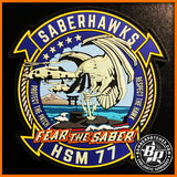 HSM-77 Saberhawks PVC Patch, MH-60R, USS Ronald Reagan CVW-5 NAS North Island 2018 Glow