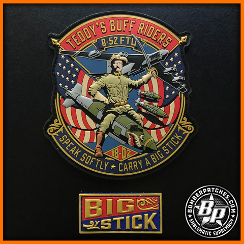 B-52 Formal Training Unit Class 18-02 Patch and Tab, "Teddy's Buff Riders", 11th and 93d Bomb Squadrons