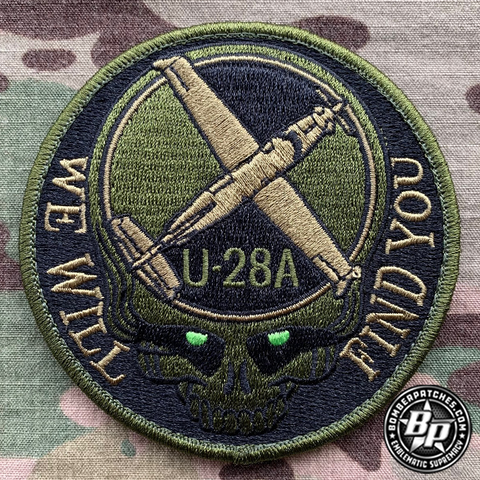 U-28A "We Will Find You" Patch, Black & Dark Green Subdued