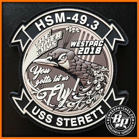 HSM 49 DETACHMENT 3 WESTPAC 2018 PVC PATCH USS STERETT MH-60R SEAHAWK USN Desert