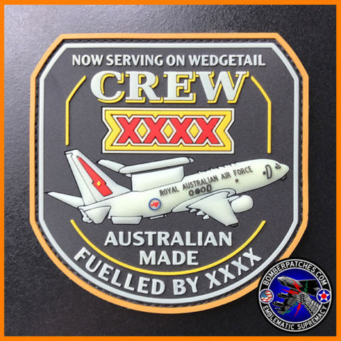 E-7A WEDGETAIL CREW XXXX PVC PATCH, ROYAL AUSTRALIAN AIR FORCE, Glow in the Dark
