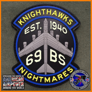 69th Bomb Squadron Knighthawks PVC GLOW IN THE DARK Morale Patch and Tab set